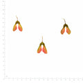 Pressed Maple Seeds, Pink and Green beside a 180 mm ruler