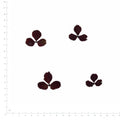Pressed Mock Strawberry Leaves, Wine Red beside a 180 mm ruler